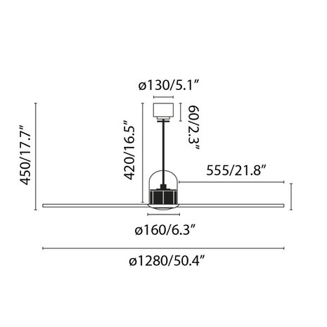 Faro Barcelona Copper Fan M plafondventilator zwart/walnoot 128 cm afmetingen