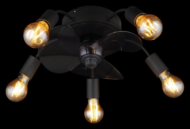 Globo Alisha plafondventilator met verlichting zwart 43 cm licht