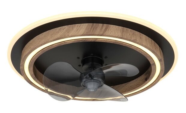 Globo Bozan LED plafondventilator met verlichting hout/zwart 50 cm