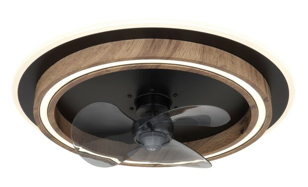 Globo Bozan LED plafondventilator met verlichting hout/zwart 50 cm