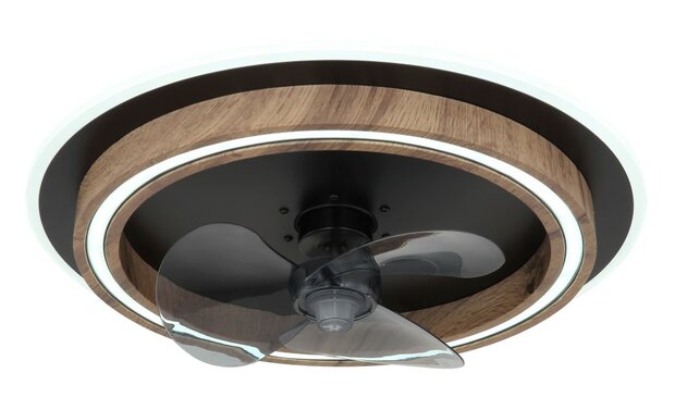 Globo Bozan LED plafondventilator met verlichting hout/zwart 50 cm
