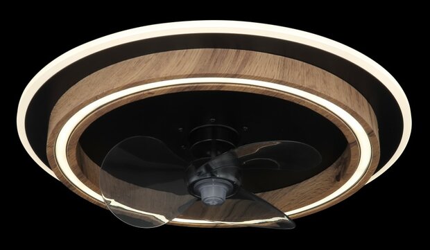 Globo Bozan LED plafondventilator met verlichting hout/zwart 50 cm