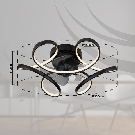 Globo Loris LED plafondventilator met verlichting zwart 56 cm