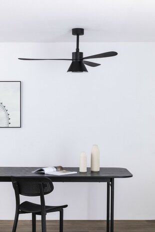 Faro Barcelona Amelia L Cone LED Tuya plafondventilator zwart 132 cm in kamer