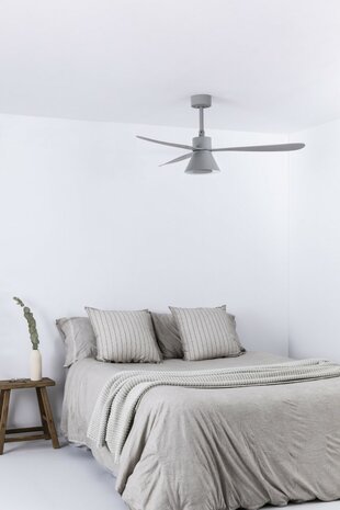 Faro Barcelona Amelia L Cone LED Tuya plafondventilator grijs 132 cm in kamer