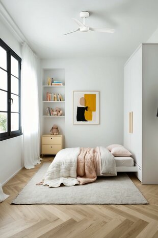 Faro Barcelona Mini Punt S plafondventilator mat wit 90 cm kamer