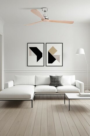 Faro Barcelona 33504DC Lantau XL plafondventilator hout/mat nikkel 168 cm woonkamer