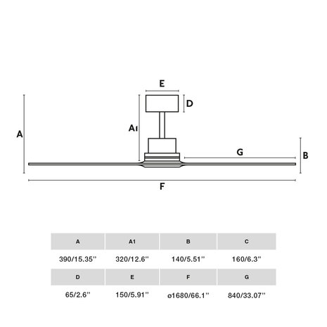 Faro Barcelona 33504DC Lantau XL plafondventilator hout/mat nikkel 168 cm afmetingen