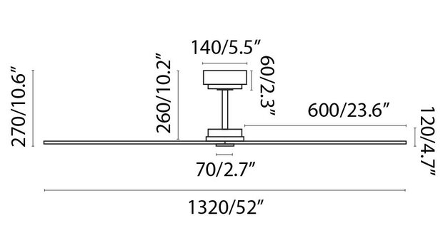 Faro Barcelona Milos L plafondventilator zwart 132 cm afmetingen