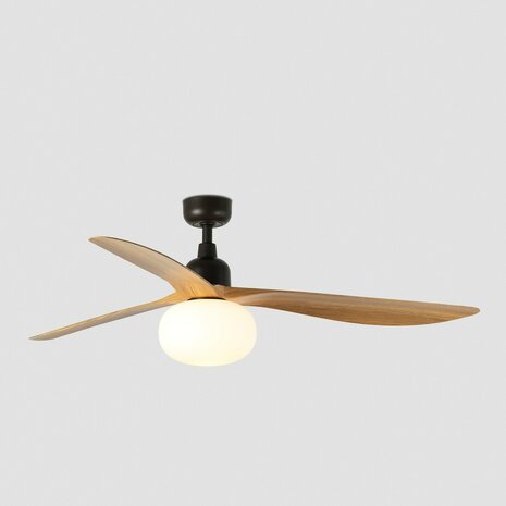 Faro Barcelona 34360-11L Outwood L plafondventilator bruin/eikenhout 150 cm lamp aan