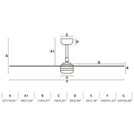 Faro Barcelona 33817-21 Punt M led plafondventilator zwart/walnoot 130 cm afmetingen