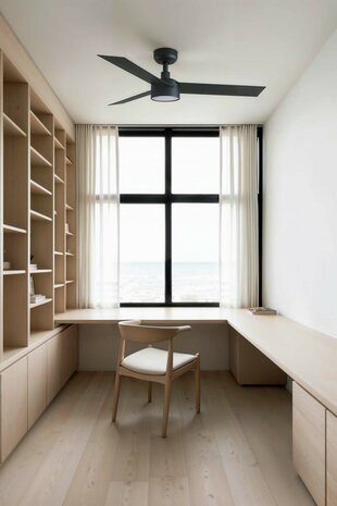Faro Barcelona 34289-1TW Cruiser S LED plafondventilator met ledverlichting matzwart 106 cm kamer