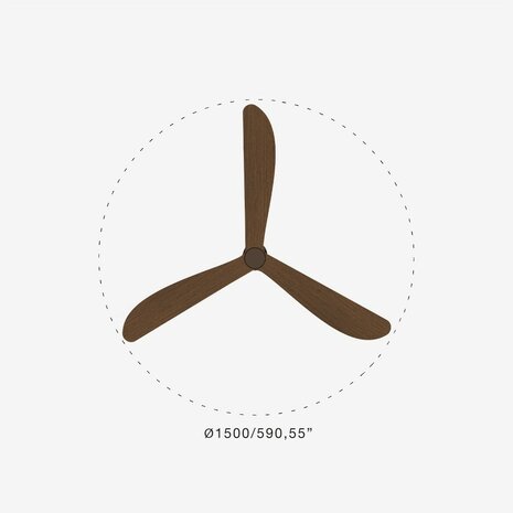 Faro Barcelona 34362WT Outwood L plafondventilator bruinwalnoot met app 150 cm diameter