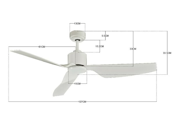 Beacon Airfusion Climate II plafondventilator wit 127 centimeter afmetingen
