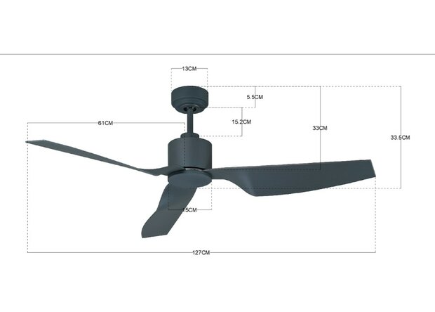 Beacon Airfusion Climate II plafondventilator antraciet 127 centimeter afmetingen