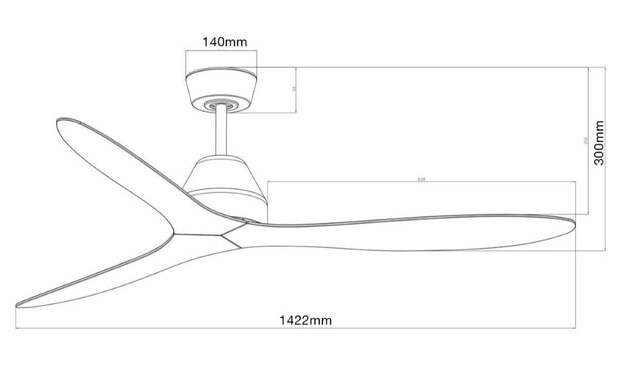 Beacon Whitehaven plafondventilator zwart 142 cm afmetingen