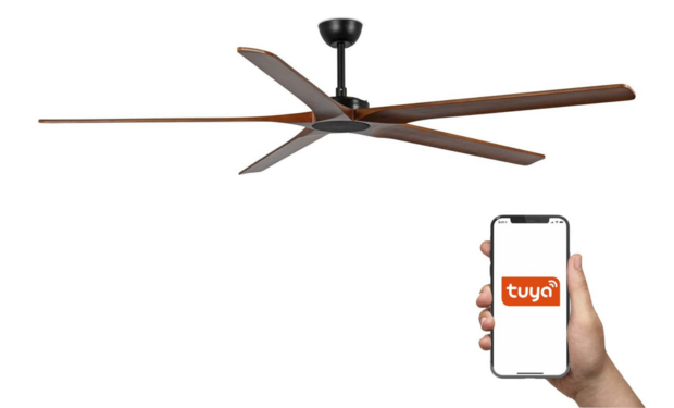 Faro Barcelona 34190WT Bigwood XL Tuya plafondventilator zwart/walnoot met app 200 cm