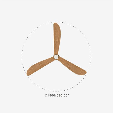 Faro Barcelona 34361WT Outwood L plafondventilator wit/eikenhout met app 150 cm diameter