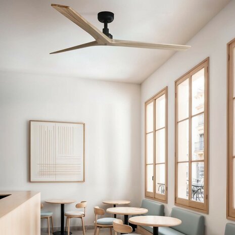 Faro Barcelona 34282 Klim L plafondventilator zwart/grenenhout 150 cm in kamer