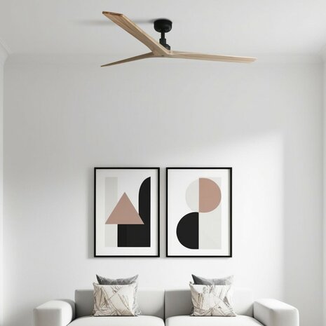 Faro Barcelona 34282 Klim L plafondventilator zwart/grenenhout 150 cm in kamer