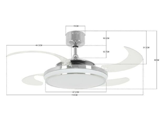 Beacon 211037 Fanaway Evo1 Led plafondventilator met verlichting chroom 122 cm afmetingen
