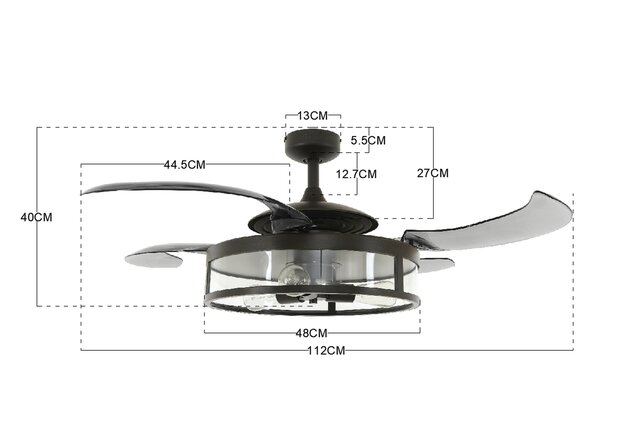 Beacon Fanaway Classic Antique Black plafondventilator 122 cm 212927 afmetingen