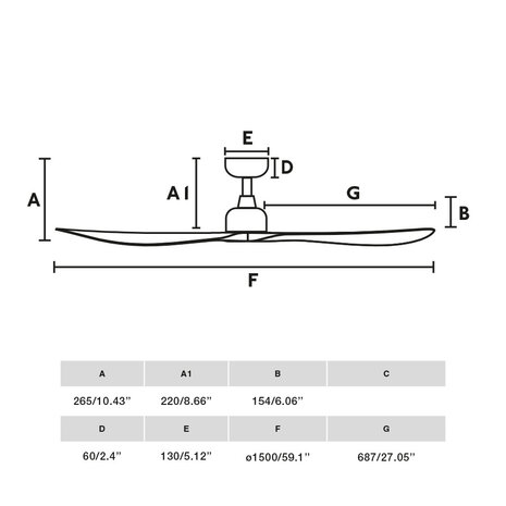 Faro Barcelona 34360WT Outwood L plafondventilator bruin/eikenhout met app 150 cm afmetingen