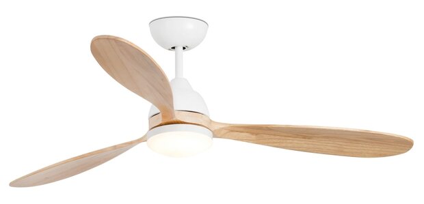 Faro Barcelona 33524 Poros L LED plafondventilator met verlichting wit/grenen 132 cm