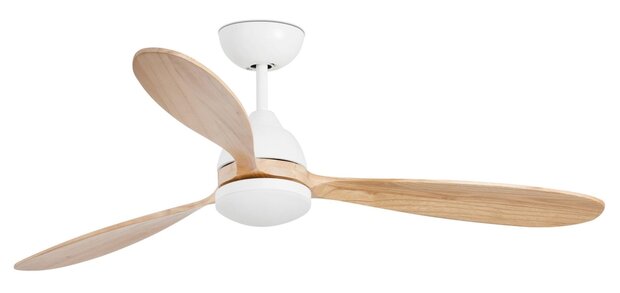 Faro Barcelona 33524 Poros L LED plafondventilator met verlichting wit/grenen 132 cm