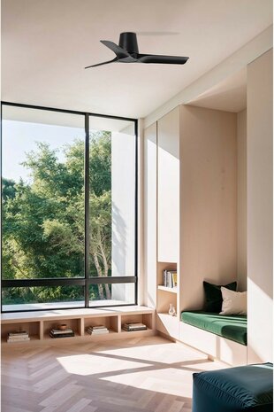 Faro Barcelona 33827 Hey Tub S plafondventilator zwart 90 cm in woonkamer