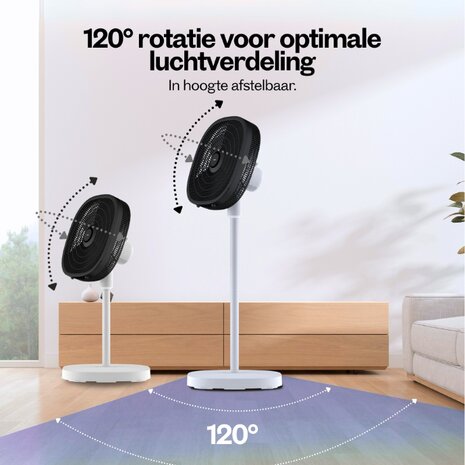 Dynter AirFlow AV25G opvouwbare statiefventilator wit 47 cm
