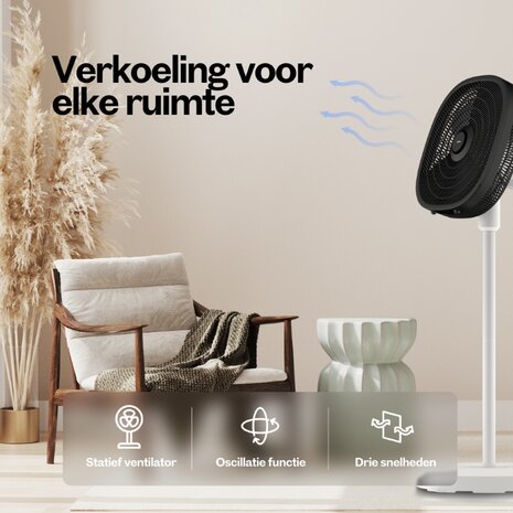 Dynter AirFlow AV25G opvouwbare statiefventilator wit 47 cm