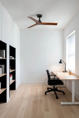 Faro Barcelona 34278 Klim S plafondventilator zwart/walnoot 93 cm in kantoorruimte