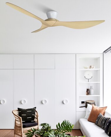 Beacon 514031 Kotara Wit Teak plafondventilator 137 cm in woonkamer