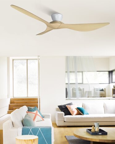 Beacon 514031 Kotara Wit Teak plafondventilator 137 cm in woonkamer