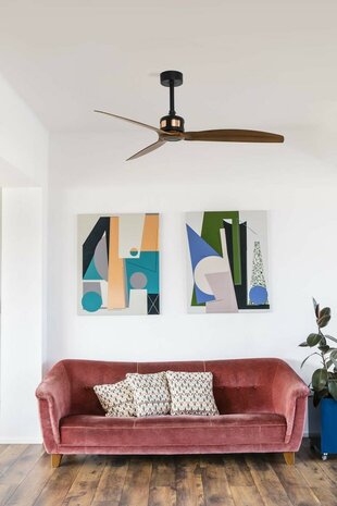 Faro Barcelona Copper Fan M plafondventilator zwart/walnoot 128 cm kamer