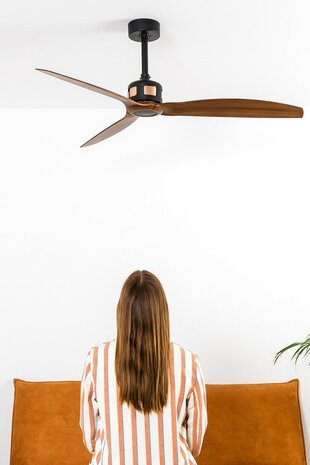 Faro Barcelona Copper Fan M plafondventilator zwart/walnoot 128 cm kamer