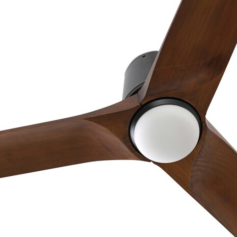 Faro Barcelona 338391S Heywood Tub L LED plafondventilator met verlichting zwart/walnoot 132 cm