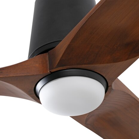 Faro Barcelona 338391S Heywood Tub L LED plafondventilator met verlichting zwart/walnoot 132 cm