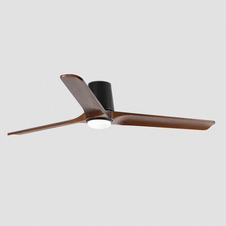 Faro Barcelona 338391S Heywood Tub L LED plafondventilator met verlichting zwart/walnoot 132 cm