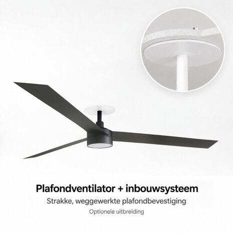 Faro Barcelona 342931S Cruiser XL plafondventilator met verlichting zwart 160 cm inbouwsysteem