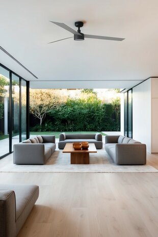 Faro Barcelona 342871S Cruiser XL plafondventilator met verlichting zwart/aluminium 160 cm in kamer