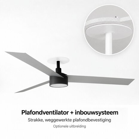Faro Barcelona 342861S Cruiser L LED plafondventilator zwart/aluminium 132 cm inbouwsysteem