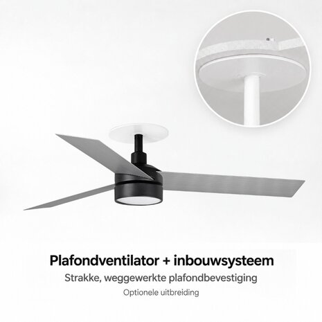 Faro Barcelona 342851S Cruiser S LED plafondventilator zwart/aluminium 106 cm inbouwsysteem