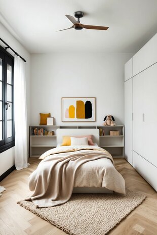 Faro Barcelona 33823 Mini Punt S plafondventilator zwart/walnoot 90 cm slaapkamer