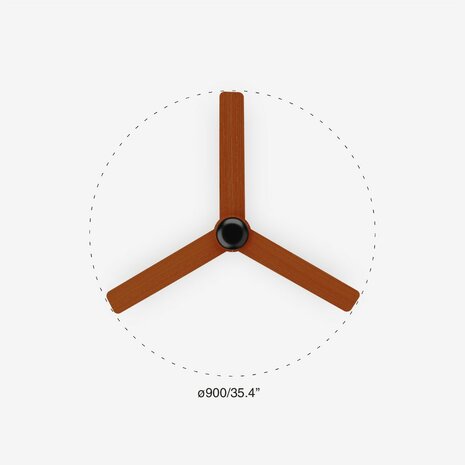 Faro Barcelona 33823 Mini Punt S plafondventilator zwart/walnoot 90 cm diameter