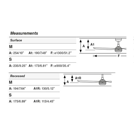 Faro Barcelona 33823 Mini Punt S plafondventilator zwart/walnoot 90 cm afmetingen