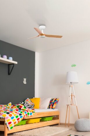 Faro Barcelona 33821 Mini Punt S plafondventilator wit/esdoorn 90 cm in kinderkamer
