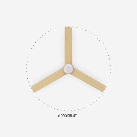 Faro Barcelona 33821 Mini Punt S plafondventilator wit/esdoorn 90 cm diameter