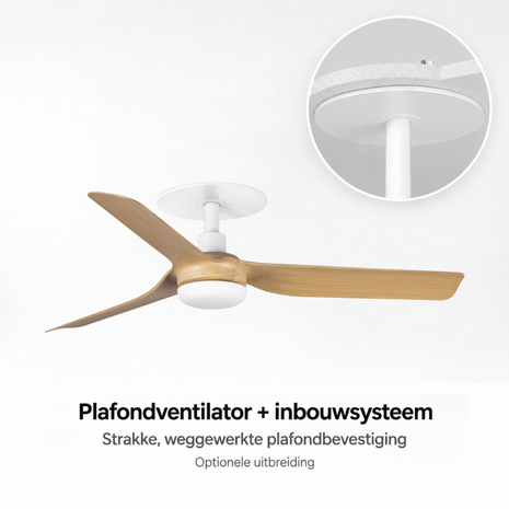 Faro Barcelona 33821 Mini Punt S plafondventilator wit/esdoorn 90 cm inbouwsysteem